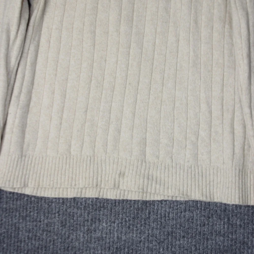 Banana Republic Sweater Mens L Cream Ribbed‎ Wool Blend Italian Yarn Pullover